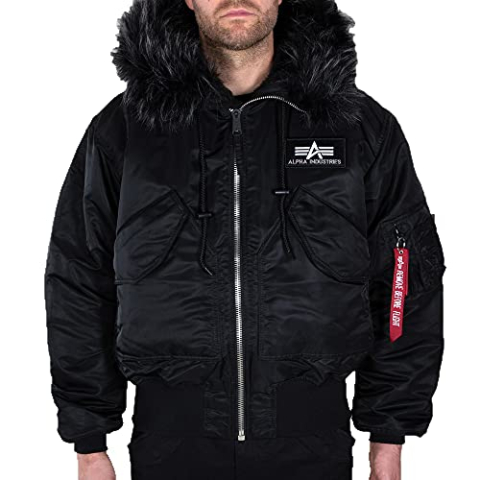 Alpha Industries 45P Bommenwerperjas met capuchon voor heren Black/Black