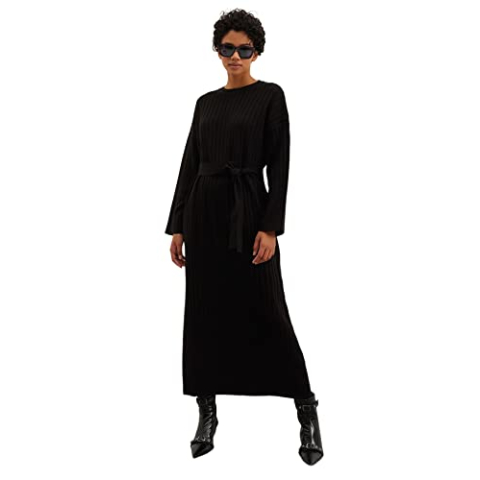 Jurk - Zwart - Basic, Zwart, L, Zwart, L