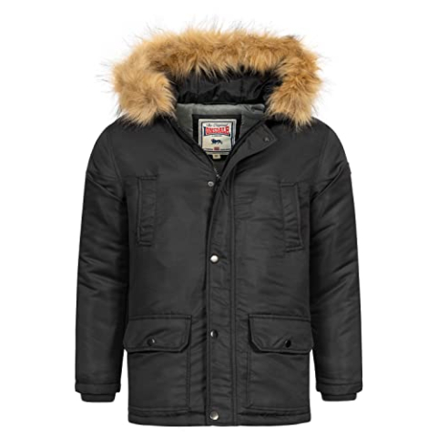 Lonsdale Rothley Winterjas voor jongens, zwart, 140 cm