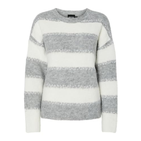 PIECES Pcmilla Ls O-Neck Knit Bc, dark grey melange, L