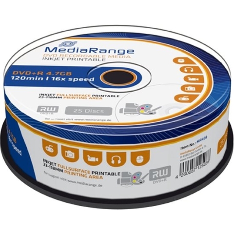 MediaRange MR408 4.7GB DVD+R 25stuk(s) lege dvd