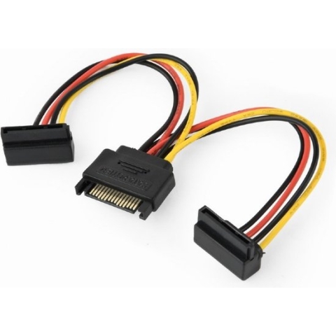 SATA (m) - 2x SATA (v) haaks voeding splitter - 0,15 meter