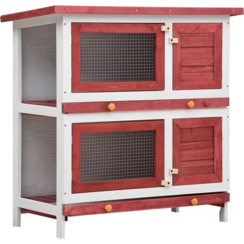 vidaXL-Konijnenhok-voor-buiten-met-4-deuren-hout-rood