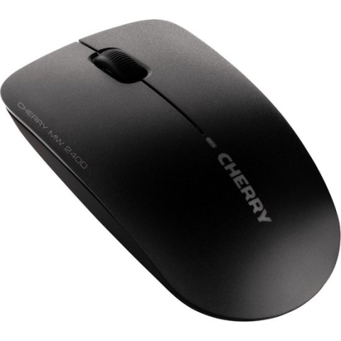 CHERRY MW 2400 - Muis - rechts- en linkshandig - optisch - 3 knoppen - draadloos - 2.4 GHz - USB draadloze ontvanger - zwart