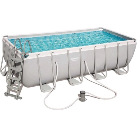 Bestway Power Steel - Opzetzwembad inclusief filterpomp en zwembadtrap - 404 x 201 x 100 cm - Rechthoekig