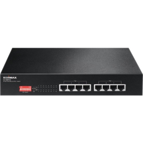 Edimax ES-1008P V2 Fast Ethernet Switch met 8 poorten - 8x Power over Ethernet (PoE+) - max. 130W / zwart