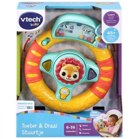 VTech Dierenvriendjes Toeter & Draai Stuurtje - Cadeau - Educatief Babyspeelgoed - Cadeau - 6 tot 36 Maanden