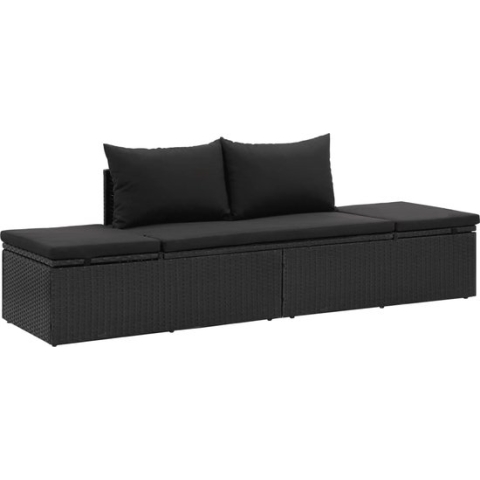 vidaXL-Ligbed-met-kussens-poly-rattan-zwart