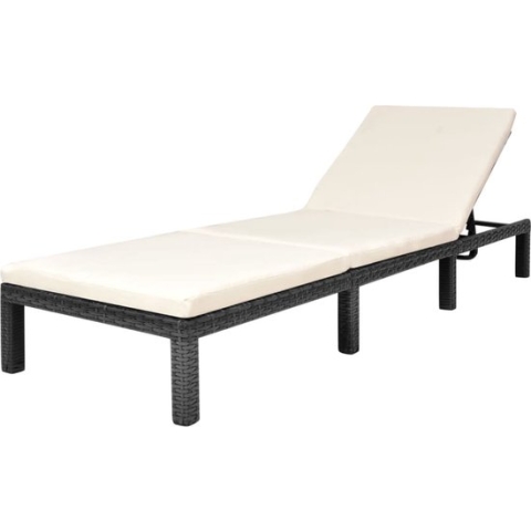 vidaXL-Ligbed-met-kussen-poly-rattan-zwart
