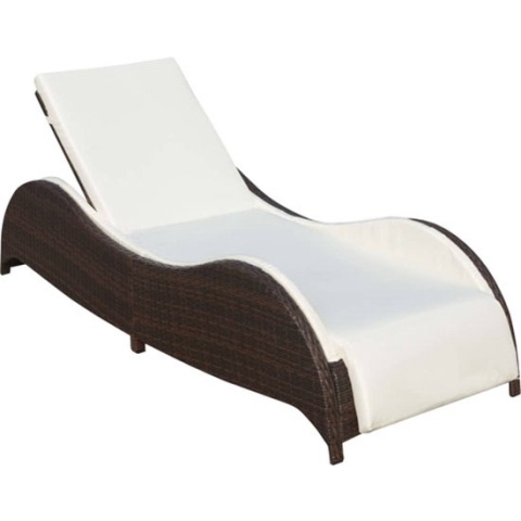 vidaXL-Ligbed-met-kussen-poly-rattan-bruin