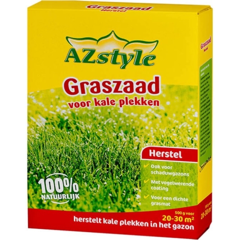 ECOstyle Graszaad Herstel Snelkiemend Gazon Gras – Herstelt kale plekken – Vogelwerende Coating – Geschikt voor Zon- en Schaduw Gazons - Snelle Kieming – 20 – 30M² – 500 GR