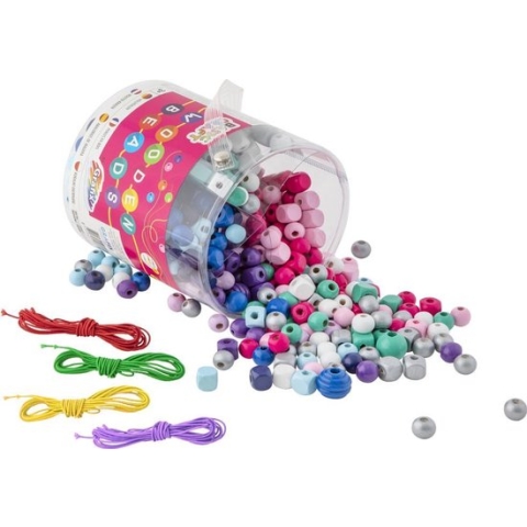 Grafix hobbykralen | in ton 286 gr met 4x rijgdraad | knutselen voor kinderen vanaf 4 jaar | Knutselset | houten kralen | kralenset