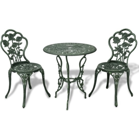vidaXL-3-delige-Bistroset-gietaluminium-groen