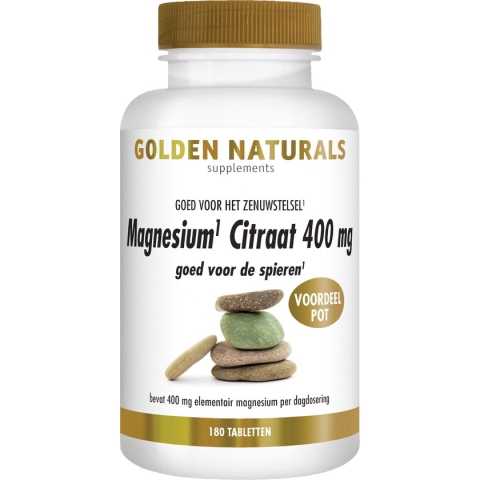 Golden Naturals Magnesium Citraat 400mg (180 veganistische tabletten)