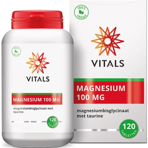 Vitals - Magnesiumbisglycinaat met Taurine - 100 mg - 120 tabletten