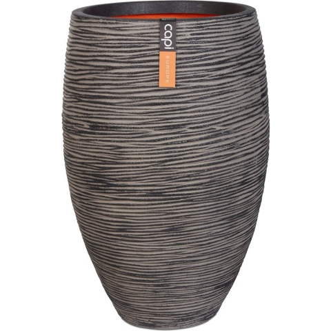 Capi Europe - Vaas elegant deluxe Rib NL - 38x58 - Antraciet - Opening Ø27 - Bloempot voor binnen en buiten - Levenslang garantie - Breukbestendig - 100% Recyclebaar - CO2 Neutraal geproduceerd - KOFZ1131
