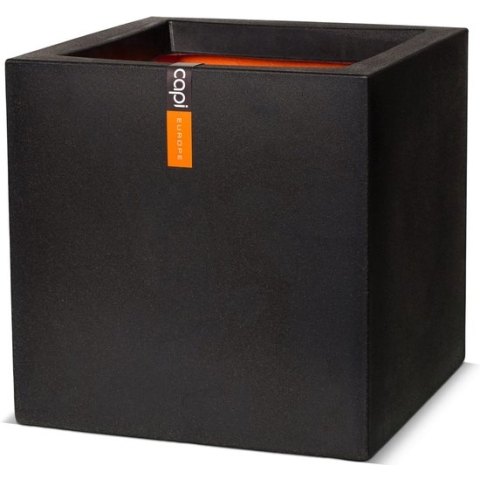 Capi Europe - Bloempot vierkant Smooth NL - 40x40 - Zwart - Opening Ø32 - Bloempot voor binnen en buiten - Levenslang garantie - Breukbestendig - 100% Recyclebaar - CO2 Neutraal geproduceerd - KBL903