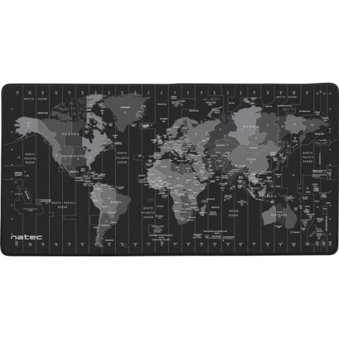 Natec - Time Zone Map Maxi - Muismat groot - Wereldkaart