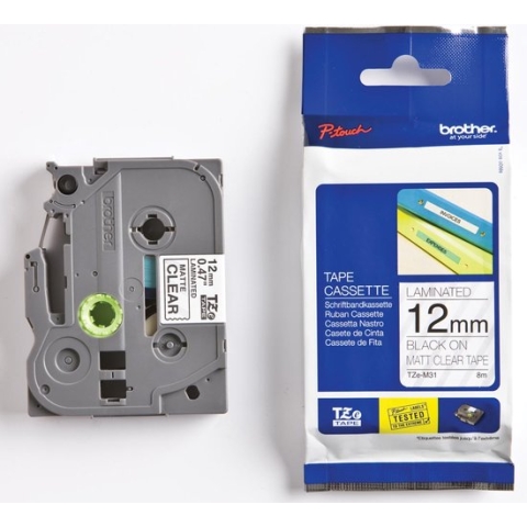Labeltape brother tze-m31 12mm tr/zwart | 1 stuk