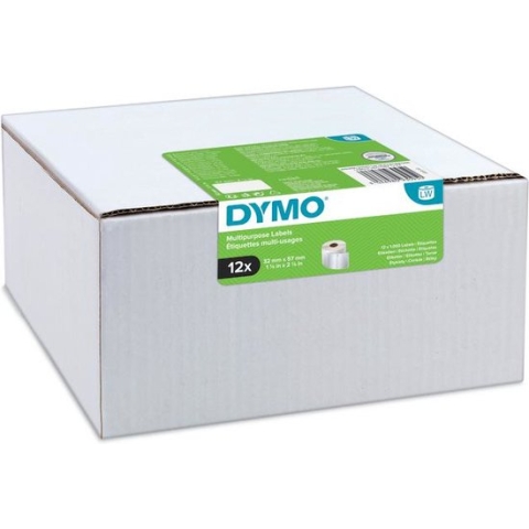 DYMO originele LabelWriter multifunctionele labels | 32 mm x 57 m | 6 rollen met elk 1.000 labels (6.000 zelfklevende etiketten) | Zelfklevend | voor de LabelWriter labelprinters
