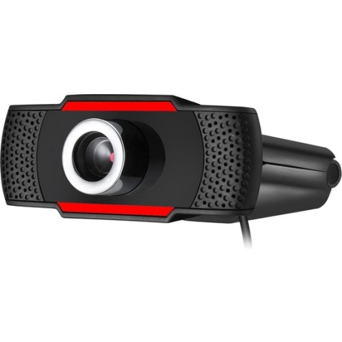 Adesso CyberTrack H3 Webcam 720p HD - Met Microfoon - Plug & Play - Zwart/rood - Auto Focus Lens - Verstelbaar - Voor Windows, Mac en Android - 1.3 mega pixel