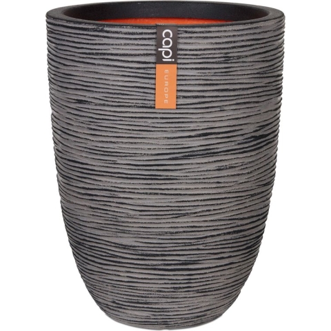 Capi Europe - Vaas elegant laag Rib NL - 34x46 - Antraciet - Opening Ø27 - Bloempot voor binnen en buiten - Levenslang garantie - Breukbestendig - 100% Recyclebaar - CO2 Neutraal geproduceerd - KOFZ782