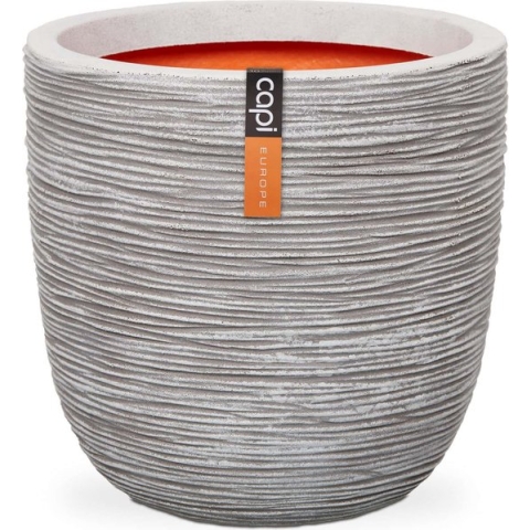 Capi Europe - Bloempot bol Rib NL - 43x41 - Ivoor - Opening Ø35 - Bloempot voor binnen en buiten - Levenslang garantie - Breukbestendig - 100% Recyclebaar - CO2 Neutraal geproduceerd - KOFI933