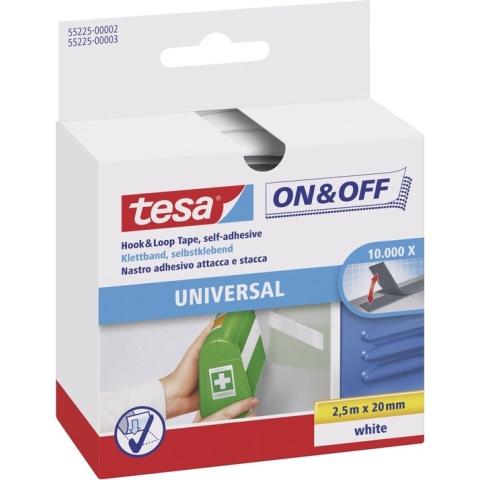 Tesa-Velcro Klittenband 55225-WI - 20 x 2500 mm - Wit