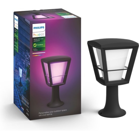 Philips Hue Econic sokkellamp - wit en gekleurd licht - zwart - laag