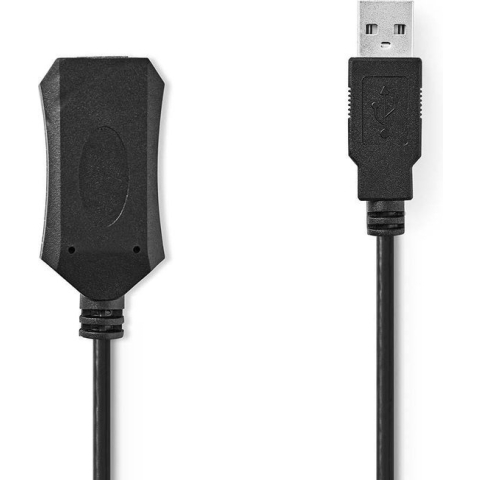Nedis Actieve USB-Kabel - USB 2.0 - USB-A Male - USB-A Female - 480 Mbps - 20.0 m - Rond - Vernikkeld - PVC - Koper - Polybag
