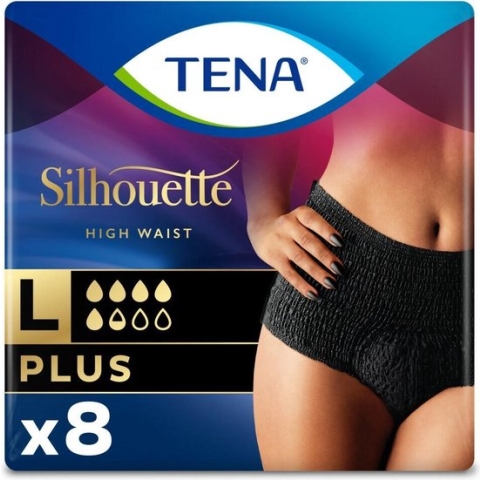 TENA Silhouette Plus High Waist Noir - Large - 8 stuks