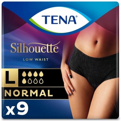 TENA Silhouette Normal Low Waist - L - Zwart - 9 stuks