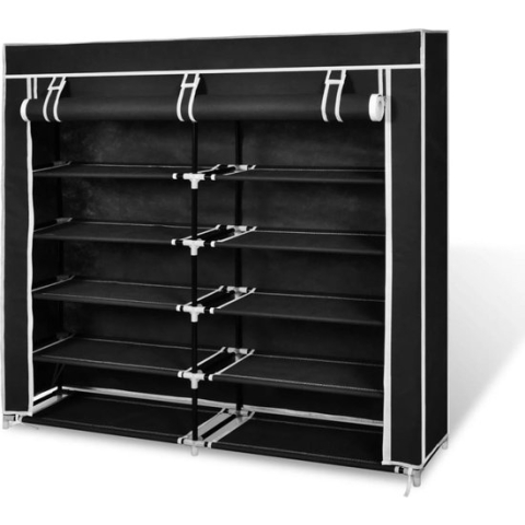 vidaXL-Schoenenkast-met-hoes-115x28x110-stof-zwart