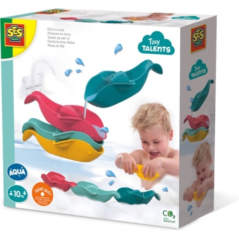 SES - Tiny Talents - Montessori Badspeelgoed - Vissen op een rij - 4 stuks - veel speelmogelijkheden