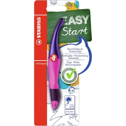 STABILO EASYoriginal - Ergonomische Rollerball - Rechtshandig - Blauwe Inkt - Holograph Edition - Navulbaar - Magenta