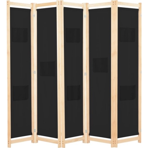 vidaXL-Kamerscherm-met-5-panelen-200x170x4-cm-stof-zwart