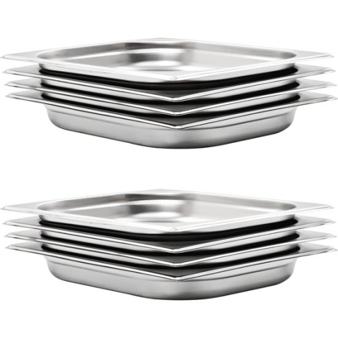 vidaXL-Gastronormbakken-8-st-GN-1/2-40-mm-roestvrij-staal