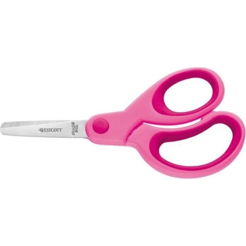 Schaar Westcott Kids 13cm soft grip ronde punt roze