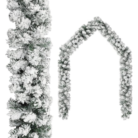 vidaXL-Kerstslinger-met-sneeuw-20-m-PVC-groen