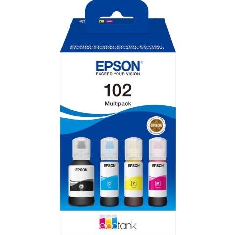 Epson 102 - EcoTank Inktflessen - Multipack - Kleur / Zwart