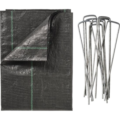 Nature - Gronddoek (2 x 5m) met pennen (10 st.) - 100 g/m² - zwart - anti-worteldoek