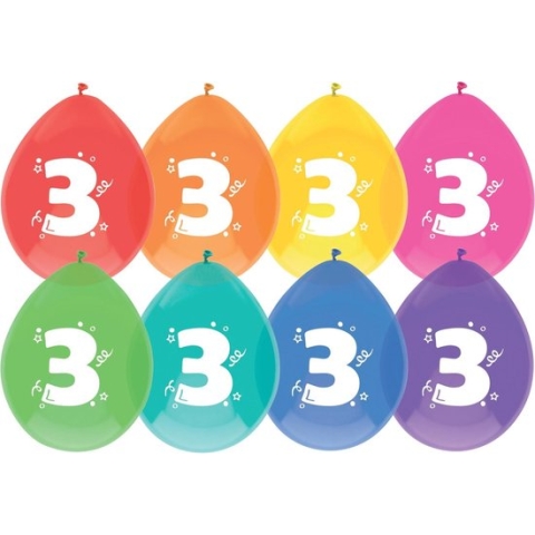 Haza Ballonnen - 3 jaar - leeftijd verjaardag - 6 stuks - 29 cm - versiering