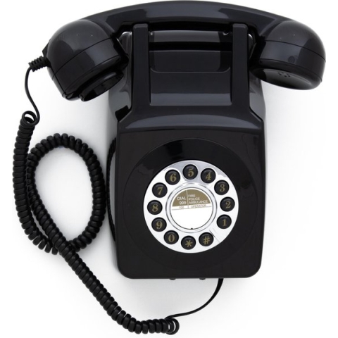 GPO 746WALLPUSHBLA - Muurtelefoon retro jaren ‘70, druktoetsen, zwart