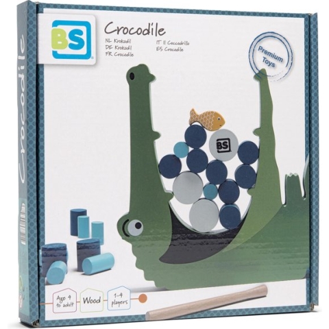 BS Toys Krokodil - Behendigheidsspel - Hout - Speelgoed 4 jaar - 1 tot 4 Spelers - 21-delig - Cadeau kind
