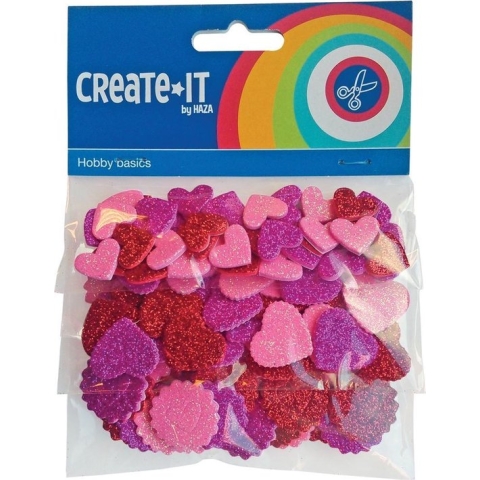 Create It Hobbyset Foam Hartjes Glitter