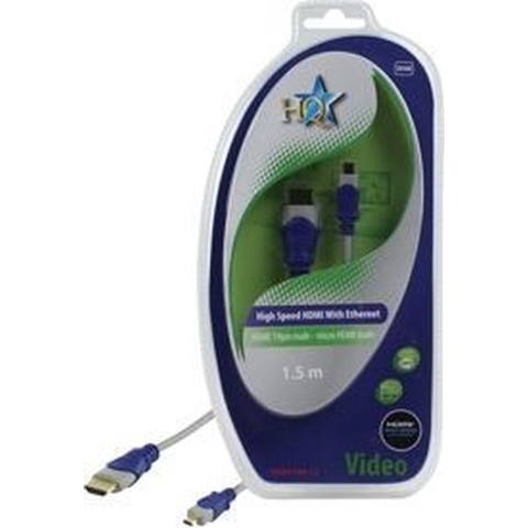 HQ - 1.4 High Speed HDMI naar Micro HDMI kabel - 1.5 m - Blauw/Grijs