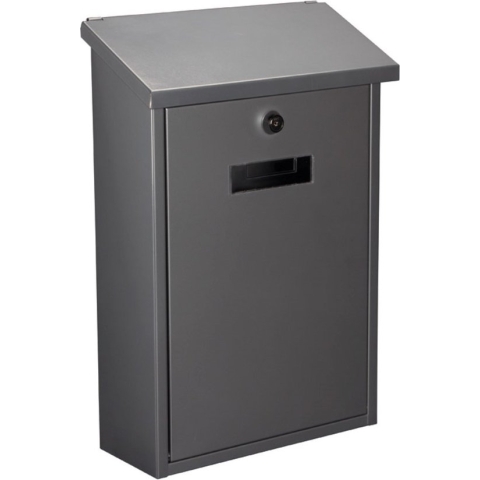 Perel Brievenbus Rio, wand- en paalmontage, met naamplaatje, incl. 2 sleutels, afmetingen (H x B x D) 39.5 x 27 x 10 cm, zilvergrijs