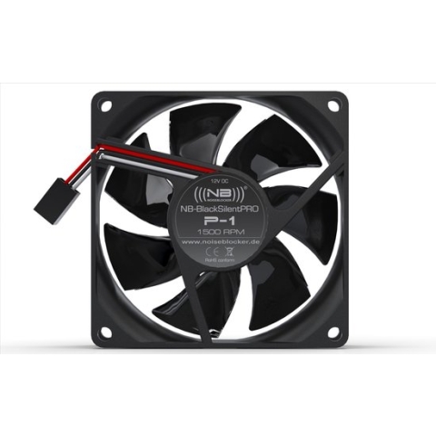 NoiseBlocker P-1 PC-ventilator Zwart (b x h x d) 80 x 80 x 25 mm