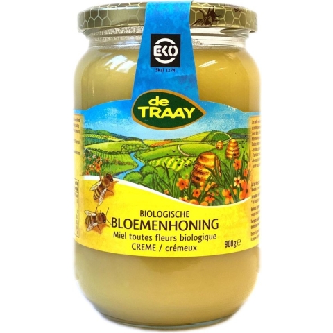 De Traay Bloemenhoning creme bio (900g)