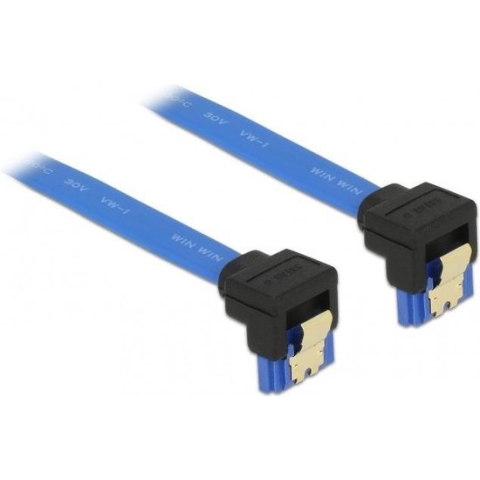 SATA datakabel - haaks naar beneden / haaks naar beneden - plat - SATA600 - 6 Gbit/s / blauw - 0,20 meter